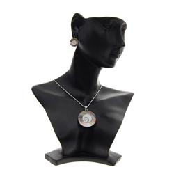 Polished Shell MOP & Sterling Necklace Earrings (JEW-196)