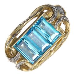 10K Gold 2.8ct Ladies Sky Blue Topaz Ring  (JEW-286)