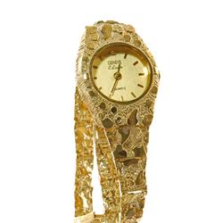 10K Gold Ladies Geneve Nugget Watch Retail $1350 (WAT-041)