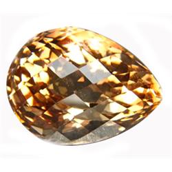 53ct Huge Pear Checker Cut Imperial Topaz Museum Grade FLAWLESS (GEM-14707)