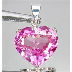 52.40ct Heart Cut Top Pink Topaz Silver Pendant (JEW-1277)