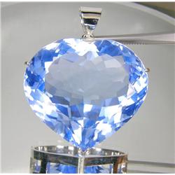 170.90ct Heart Cut Sky Blue Topaz Silver Pendant  (JEW-1278)