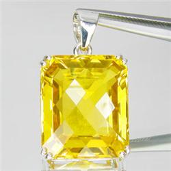 55.60ct Emerald Cut Golden Citrine Silver Pendant (JEW-1279)