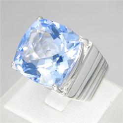 76.55ct Cushion Cut Sky Blue Topaz Silver Ring (JEW-1282)