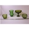 Image 1 : (4) Green Glass Vases