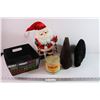 Image 1 : Christmas Bin, Santa Decoration, (2) Hats +Tin
