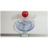 Image 1 : (5) Candle Holders - Blue Glass Platter