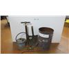 Image 1 : *Gulf 5 Gallon Pail - Spade Shovel Head - Hand Air Pump - Tire Iron - Hose Control - Gas Can