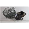 Image 1 : (4) Hanging Metal Plant Cages - Wooden Plant Basket - Water Depth Temperature