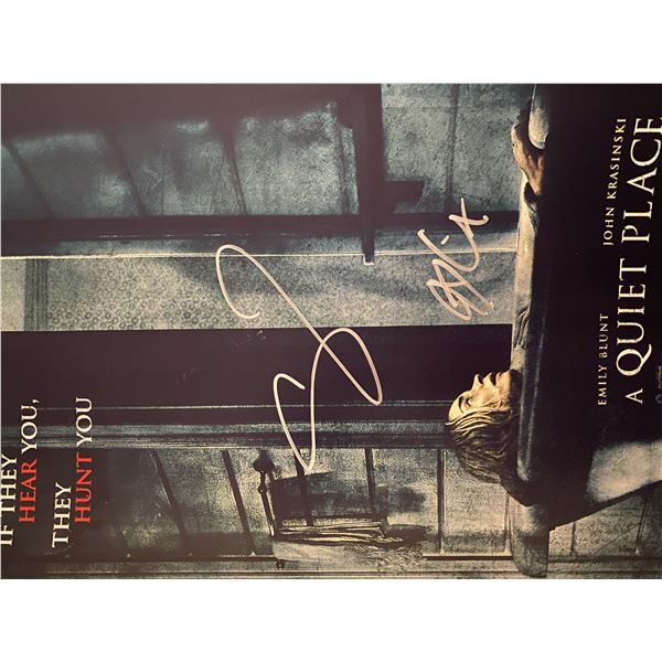 A Quiet Place Emily Blunt and John Krasinski signed mini movie poster
