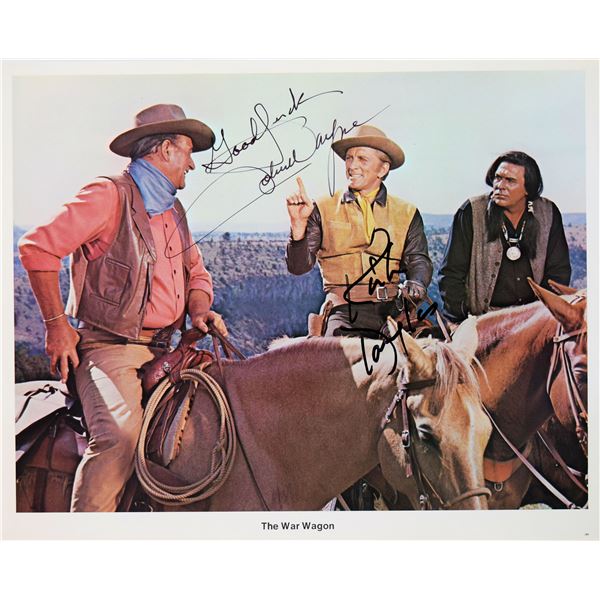 John Wayne & Kirk Douglas signed movie photo
