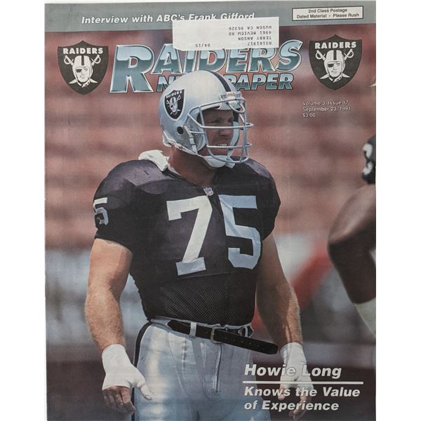 Howie Long Raiders Newspaper Vol. 3 Issue 17 September 1991