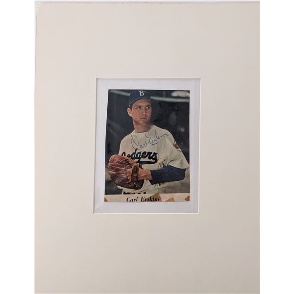 Carl Erskine signed matted photo
