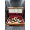 Image 1 : WOODEN CASE W/VINTAGE COLLECTIBLES