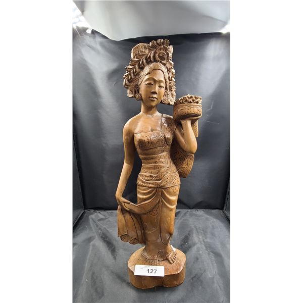 BEAUTIFULLY CARVED BURMESE LADY STATUE