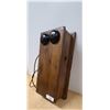 Image 2 : ANTIQUE HAND CRANK WOOD WALL PHONE