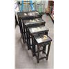 Image 1 : SET FOUR ASIAN MOTIF NESTING TABLES W/SOAPSTONE DETAILS, NO SHIPPING