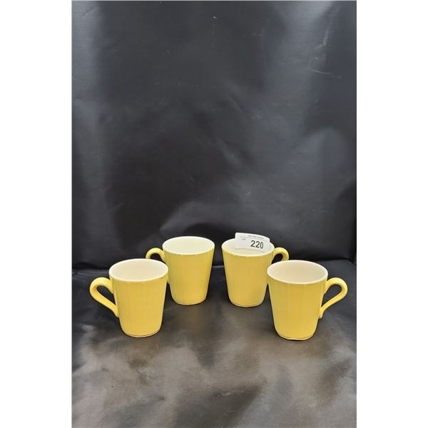 FOUR YELLOW HYCROFT MUGS-NOS