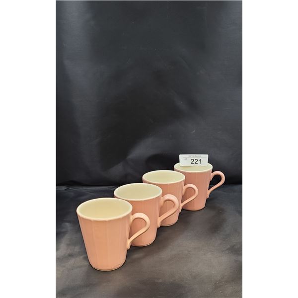 FOUR PINK HYCROFT MUGS-NOS