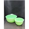 Image 1 : TWO VINTAGE JADEITE STAND MIXER BOWLS