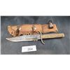 Image 1 : VINTAGE BONE HANDLE HUNTING KNIFE W/LEATHER SHEATH
