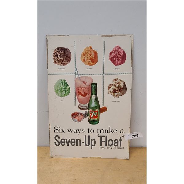 1962 7-UP FLOAT CARDBOARD SIGN