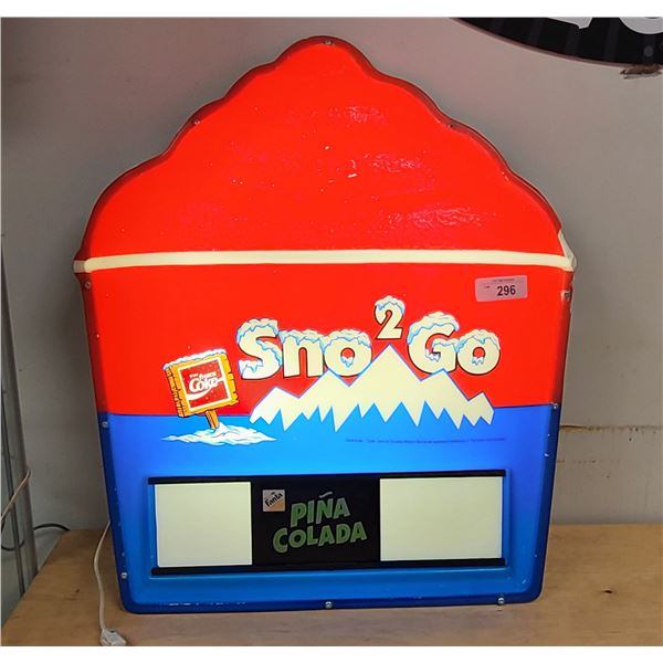 LARGE COCA-COLA SNOW TO GO LIGHT UP STORE SIGN