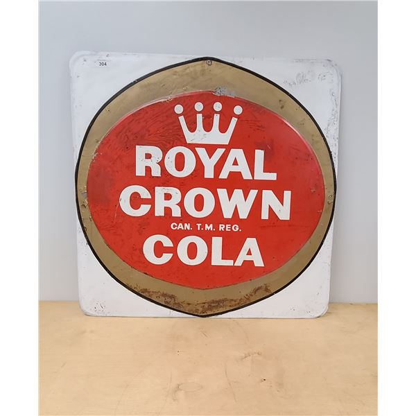 VINTAGE ROYAL CROWN COLA EMBOSSED METAL SIGN