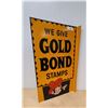 Image 1 : VINTAGE GOLD BOND STAMPS DOUBLE SIDED TIN FLANGE SIGN