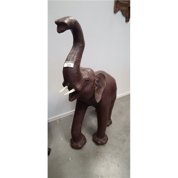 AMAZING ONE OF A KIND LARGE LEATHER ELEPHANT, NO SHIPPING