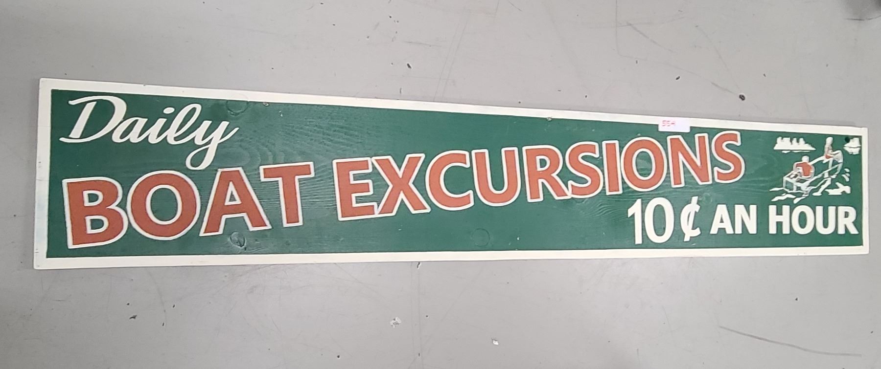 LARGE BOAT EXCURSIONS HAND PAINTED WOOD SIGN
