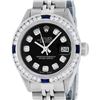 Image 1 : Rolex Ladies Stainless Steel Black Diamond & Channel Sapphire Datejust Wristwatc