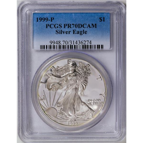 1999-P American Silver Eagle .999 Fine Silver Dollar Coin PCGS PR70DCAM