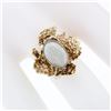 Image 3 : Vintage 14k Gold Oval Opal Solitaire & Nugget Textured Free Form Cocktail Ring
