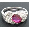 Image 2 : Antique Art Deco Platinum AGL Certified Oval Cut BLOOD RED Ruby & Diamond Ring