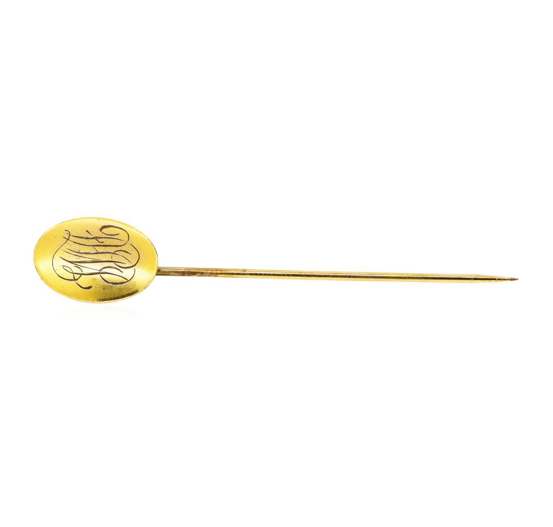Script Pins Script Stick Pin - 10KT Yellow Gold and Yellow Gold Plated