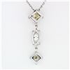 Image 5 : Vintage 14k White Gold 1.63 ctw Princess & Marquise Diamond Drop Dangle Pendant