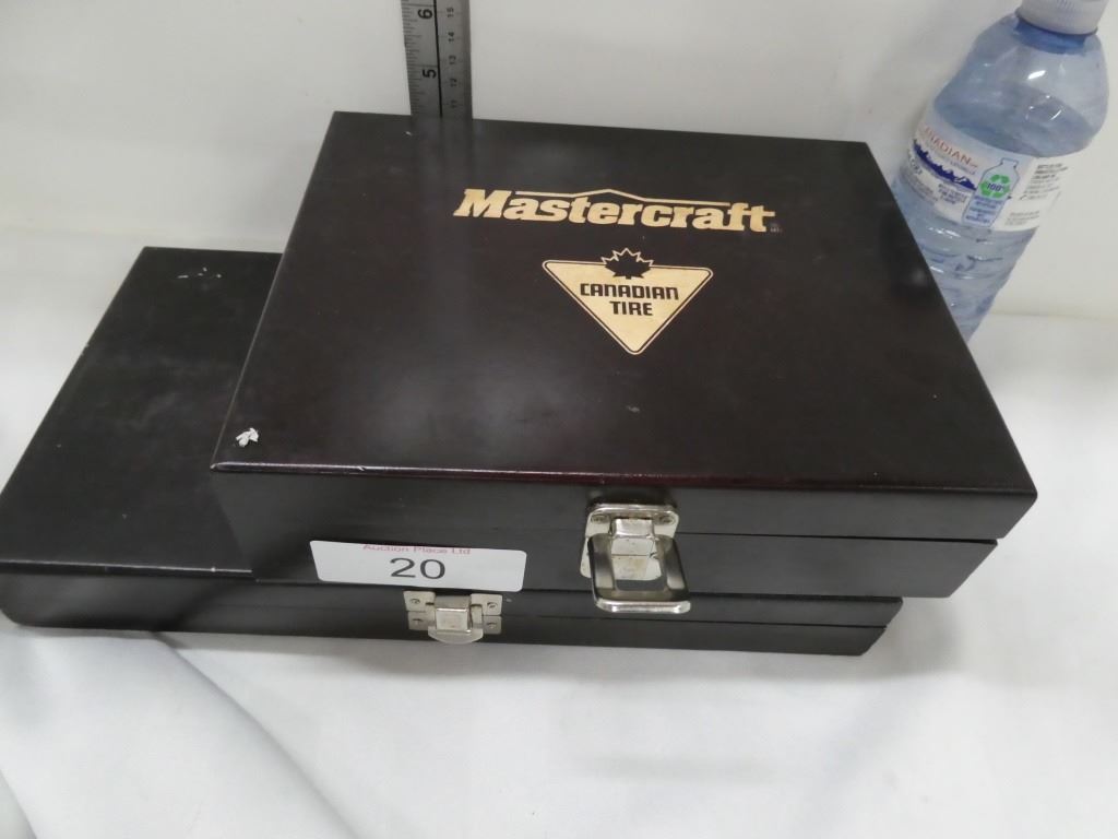 wooden handled tools in display cases