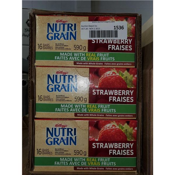 CASE LOT - Nutrigrain Strawberry Breakfast Bars 3X16 Bars
