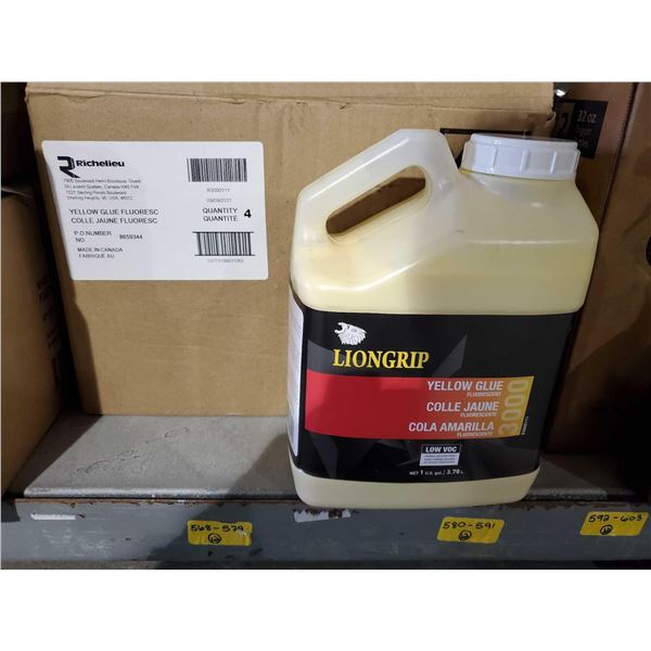 CASE LOT - Liongrip Yellow Glue 4x 3.78L