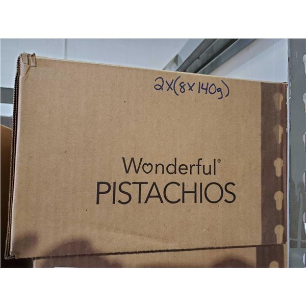 CASE LOT - Wonderful Pistachios 2 boxes of 8 x 140g bags