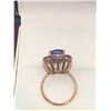 Image 2 : Ladies 14K Gold on .925 silver Oval Cut Tanzanite & Diamond 6.45 Carat Ring with certificate value o