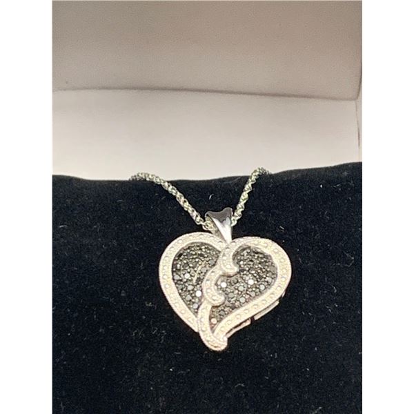 Ladies Diamond Heart Pendant & Chain Set , 1.17 Carat on .925 silver with certificate value of $1700