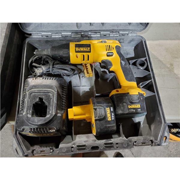 Dewalt 12 volt drywall gun c/w 2 batteries and charger