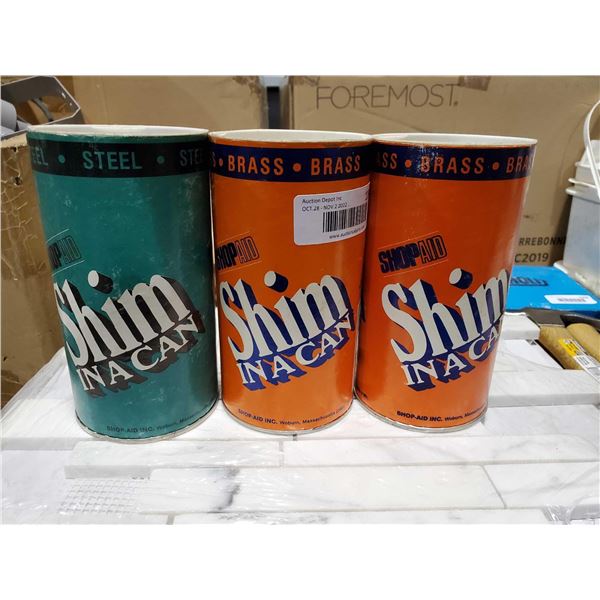 Lot of 3 Shim in a Can 2X Brass 1X Steel