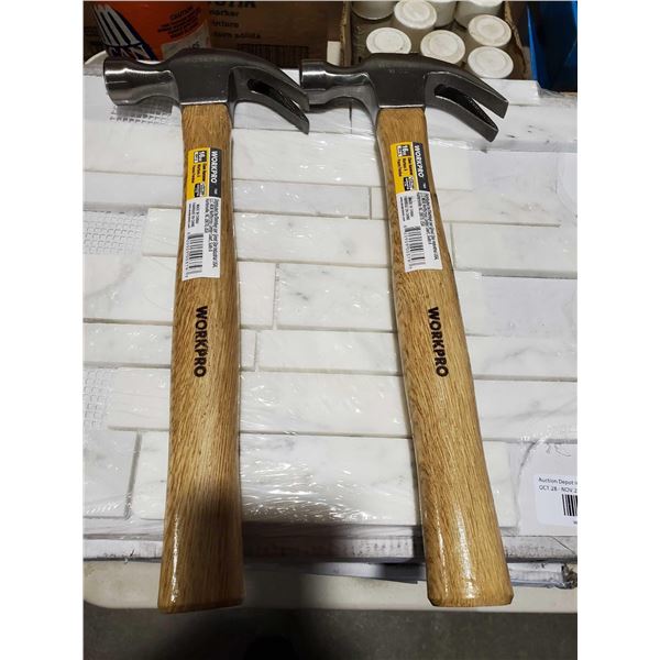 NEW - Lot of 2 Workpro 16oz Claw Hammers