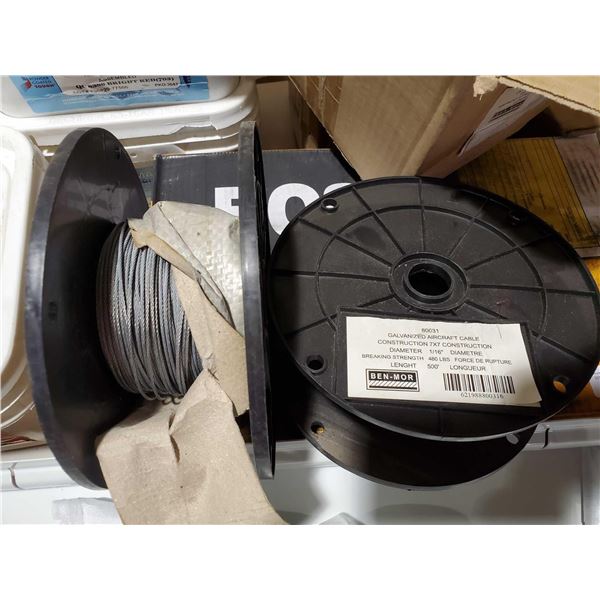 Lot of 2-500' Spools Galvanized Aircraft Cable