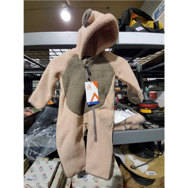 RipZone Infant 1 Pc Full Zip Bear Snowsuit with Convertible Mittens & Booties Size 3-6 Months