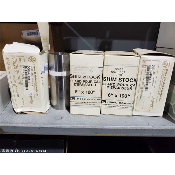 Lot of 4 6x100" Shim Stock Rolls