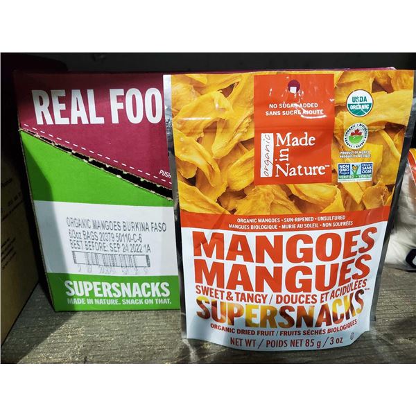 Real foods mangoes dried fruit snacks case 6 x 3 oz